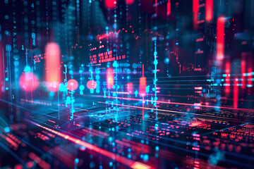 Obraz premium Abstract neon 3d background, futuristic concept