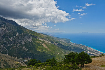 Fototapeta premium View from the Llogara mountain pass on the southern part of Albania