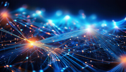 Fototapeta premium Close-Up of Digital Networks and Connectivity, Representing the Internet and Online Communication