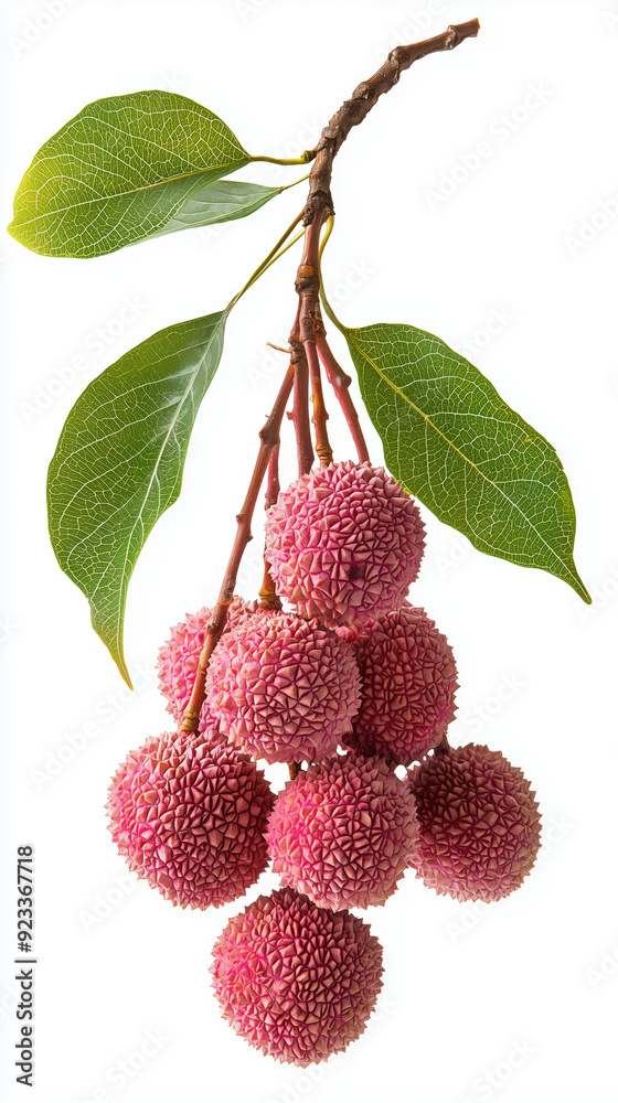 Sticker Bunch of lychee fruits hanging from a branch