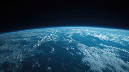 Obraz premium Curvature Of Earth. View of Earth's Blue Atmosphere and Clouds from Space