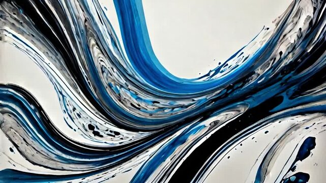 Abstract background with circles and lines, colorful blue white neon wave patter flowing background live wallpaper Generative AI