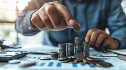 The hand stacking coins