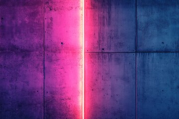 Obraz premium Cement wall with neon light on dark background , ai