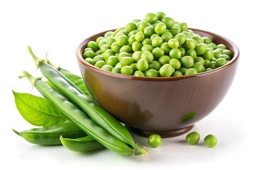 Green fresh peas and pods isolated on white