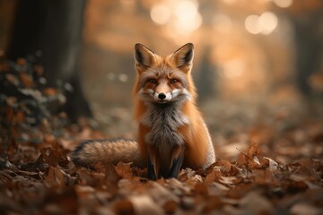 a fox at a forest floor