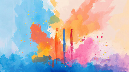 Fototapeta premium Abstract Watercolor Painting: A Colorful Expression of Emotion for Indian Holi Festival