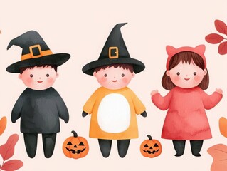 Adorable children dressed in Halloween costumes