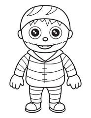 Halloween Zombie Costume, Halloween Coloring Page, Zombie line art