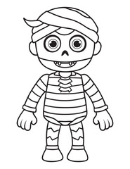 Halloween Zombie Costume, Halloween Coloring Page, Zombie line art