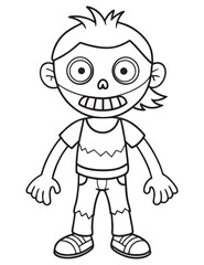 Halloween Zombie Costume, Halloween Coloring Page, Zombie line art