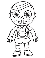 Halloween Zombie Costume, Halloween Coloring Page, Zombie line art