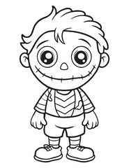 Halloween Zombie Costume, Halloween Coloring Page, Zombie line art