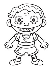 Halloween Zombie Costume, Halloween Coloring Page, Zombie line art