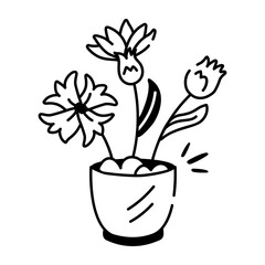A drawing style icon of cornflowers