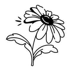 Daisy flower icon in drawing style 