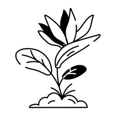 Bird of paradise flower icon in doodle style 