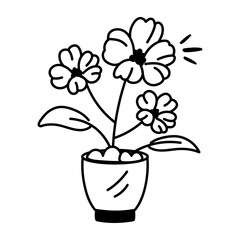 Achillea flower icon in doodle style 