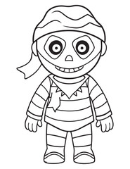 Halloween Zombie Costume, Halloween Coloring Page, Zombie line art