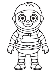 Halloween Zombie Costume, Halloween Coloring Page, Zombie line art