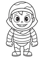 Halloween Zombie Costume, Halloween Coloring Page, Zombie line art