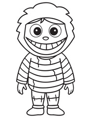 Halloween Zombie Costume, Halloween Coloring Page, Zombie line art