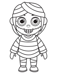 Halloween Zombie Costume, Halloween Coloring Page, Zombie line art