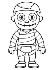 Halloween Zombie Costume, Halloween Coloring Page, Zombie line art
