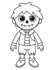 Halloween Zombie Costume, Halloween Coloring Page, Zombie line art