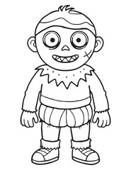 Halloween Zombie Costume, Halloween Coloring Page, Zombie line art