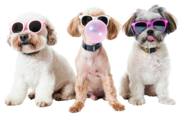 PNG Stylish dogs wearing sunglasses