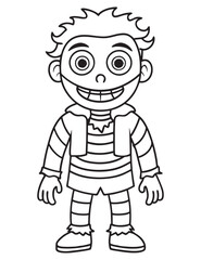 Zombie Costume in halloween , Halloween line art, Black and white