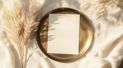 Obraz premium Blank Card Mockup with Pampas Grass