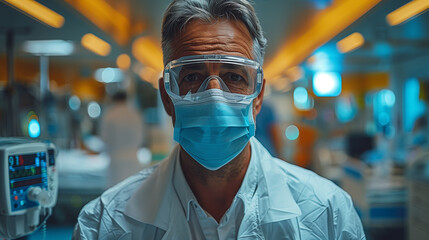 Male Doctor Standing Confidently in Hospital Room