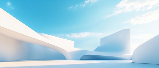 Abstract White Architectural Structure Against a Blue Sky