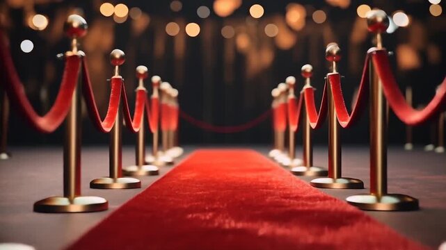 Red carpet. Award ceremony background. AI generative image.