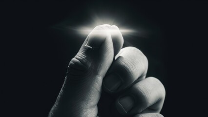 A person holding a light up in their hand with the finger pointing, AI