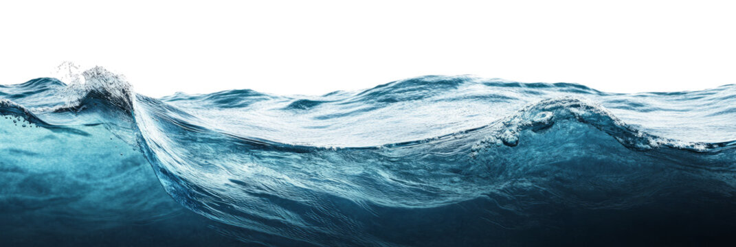 Sea water surface cut out isolated on white background.	