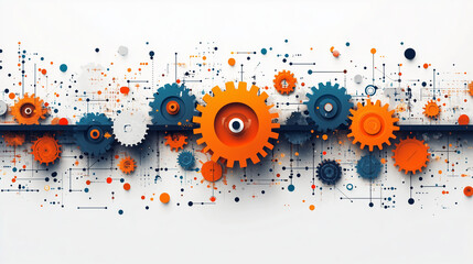 Obraz premium A feedback loop with arrows and gears, symbolizing the continuous improvement of ideas based on reactions and results.