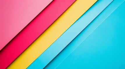 Fototapeta premium Vibrant diagonal lines in red, yellow, blue, and pink create a colorful geometric abstract composition.