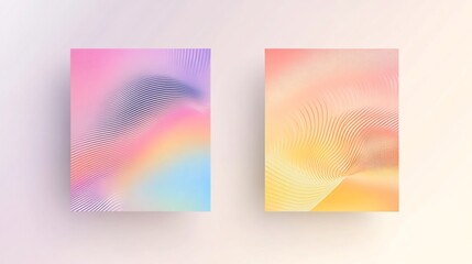 Naklejka premium Abstract Colorful Wave Art Prints in Pastel Tones on Wall