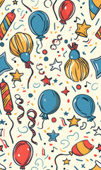 New Year and Christmas 2d cartoon or graphic advertising background, Seamless pattern