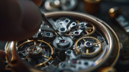 The inner workings of a luxury watch are brought into focus, highlighting the precision and intricate craftsmanship behind horology.