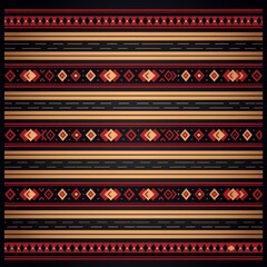 Vintage African inspired pattern featuring vibrant geometric designs and rich colors