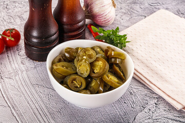 Sliced pickled jalapeno spicy pepper