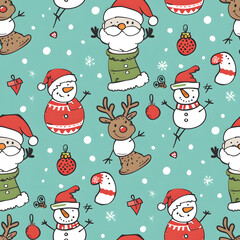 New Year and Christmas 2d cartoon or graphic advertising background, Seamless pattern