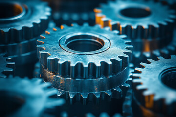 A spiral of interconnected gears and cogs, symbolizing the ongoing process of idea formation and development.