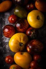 Assortment of different color tomatoes