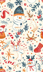 New Year and Christmas 2d cartoon or graphic advertising background, Seamless pattern
