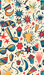 New Year and Christmas 2d cartoon or graphic advertising background, Seamless pattern